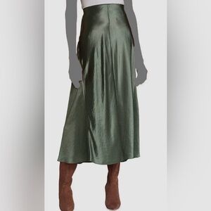 $346 Vince Women's Green Raw Edge Panelled Slip Skirt Size 4 #190